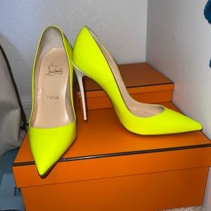 Christian Louboutin Neon Yellow Kitten Heels size 36.5